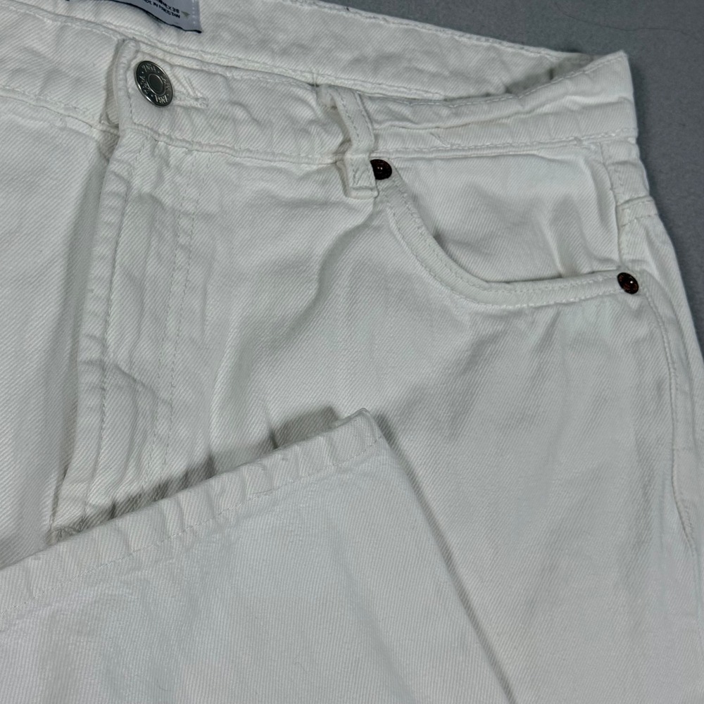 Zara Mens White Denim Wide Leg Jeans Size 36
